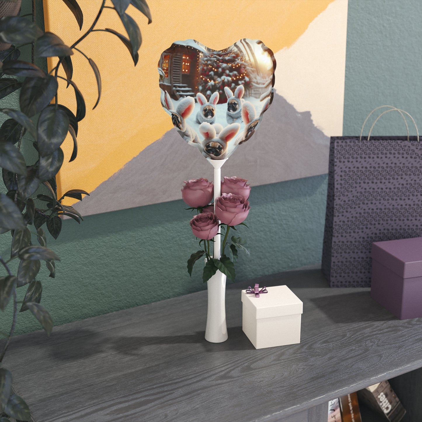 French Bulldog Bunny Rabbit Christmas - Balloons (Round and Heart-shaped), 6"