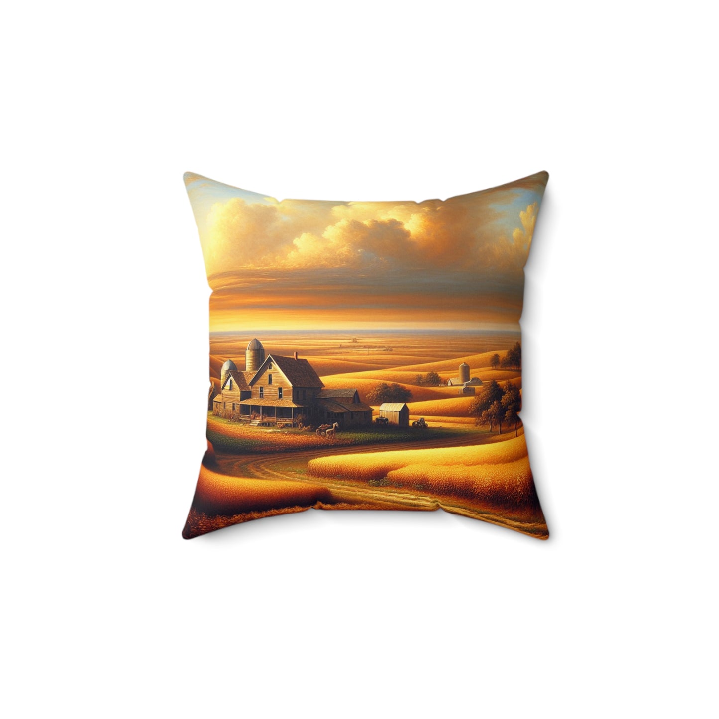 Kansas Farmhouse - Spun Polyester Square Pillow