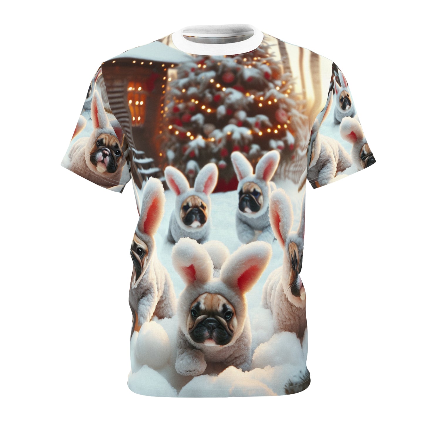 French Bulldog Bunny Rabbit - Unisex Cut & Sew Tee (AOP)