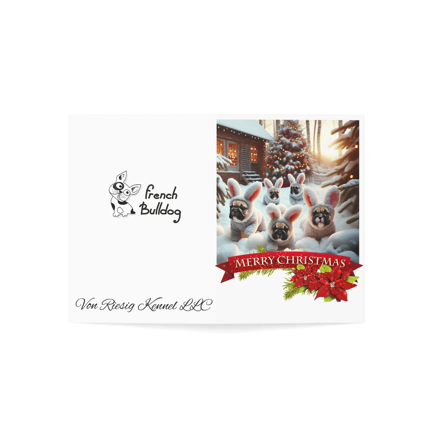 French Bulldog Bunny Rabbit Christmas- Greeting Cards (1, 10, 30, and 50pcs)