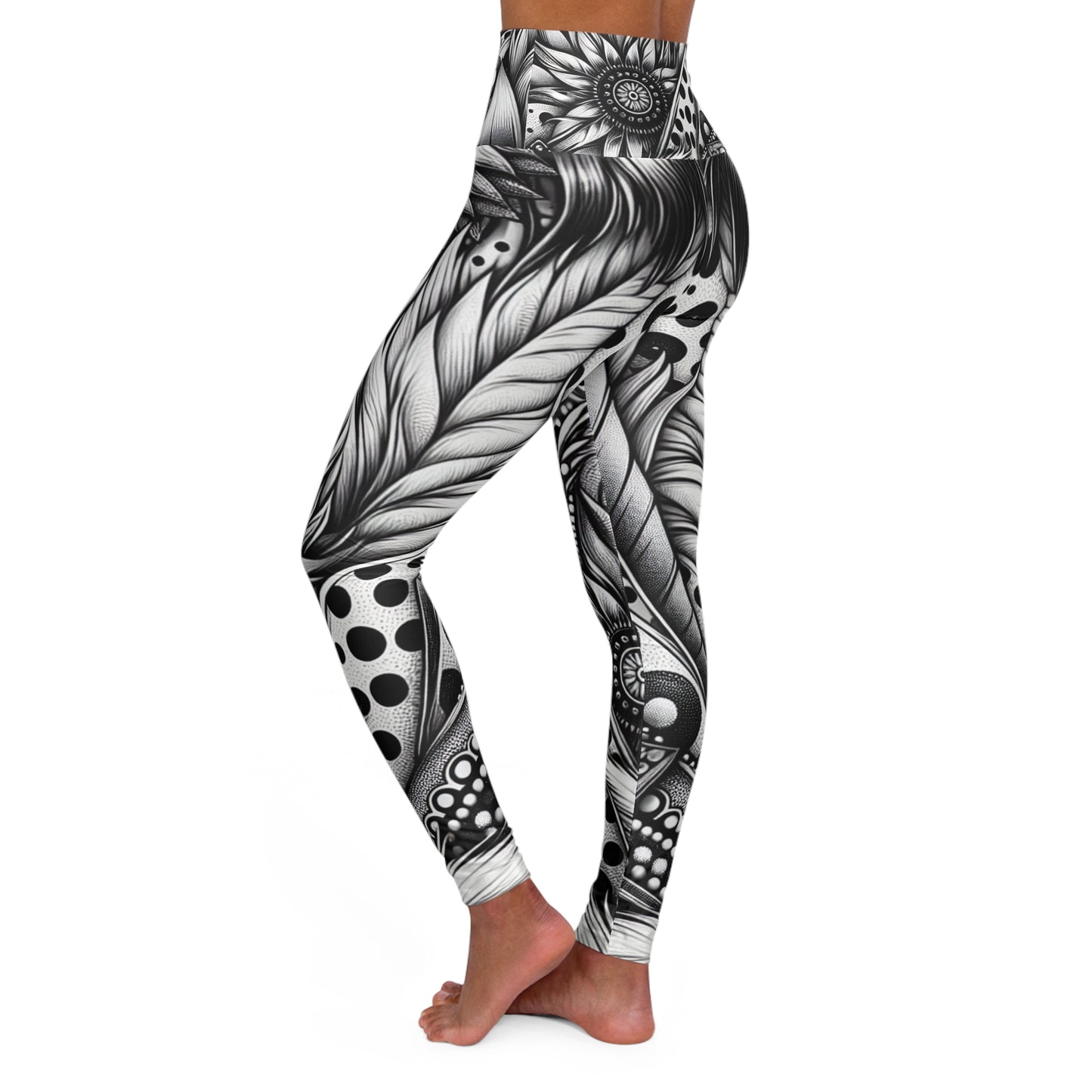 Feathers & Sunflowers Yoga Leggings