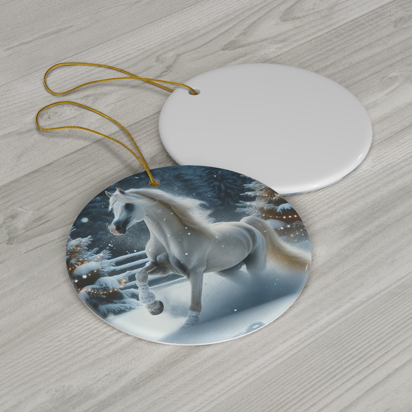 Arabian Horse Christmas - Ceramic Ornament, 4 Shapes