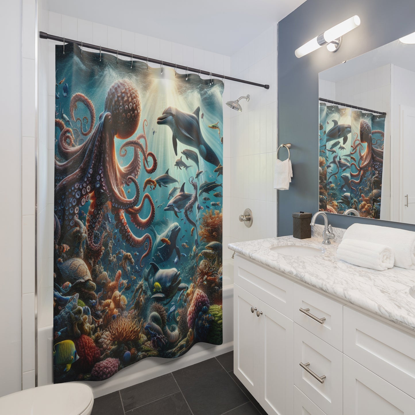 Dolphon/Octopus - Shower Curtains