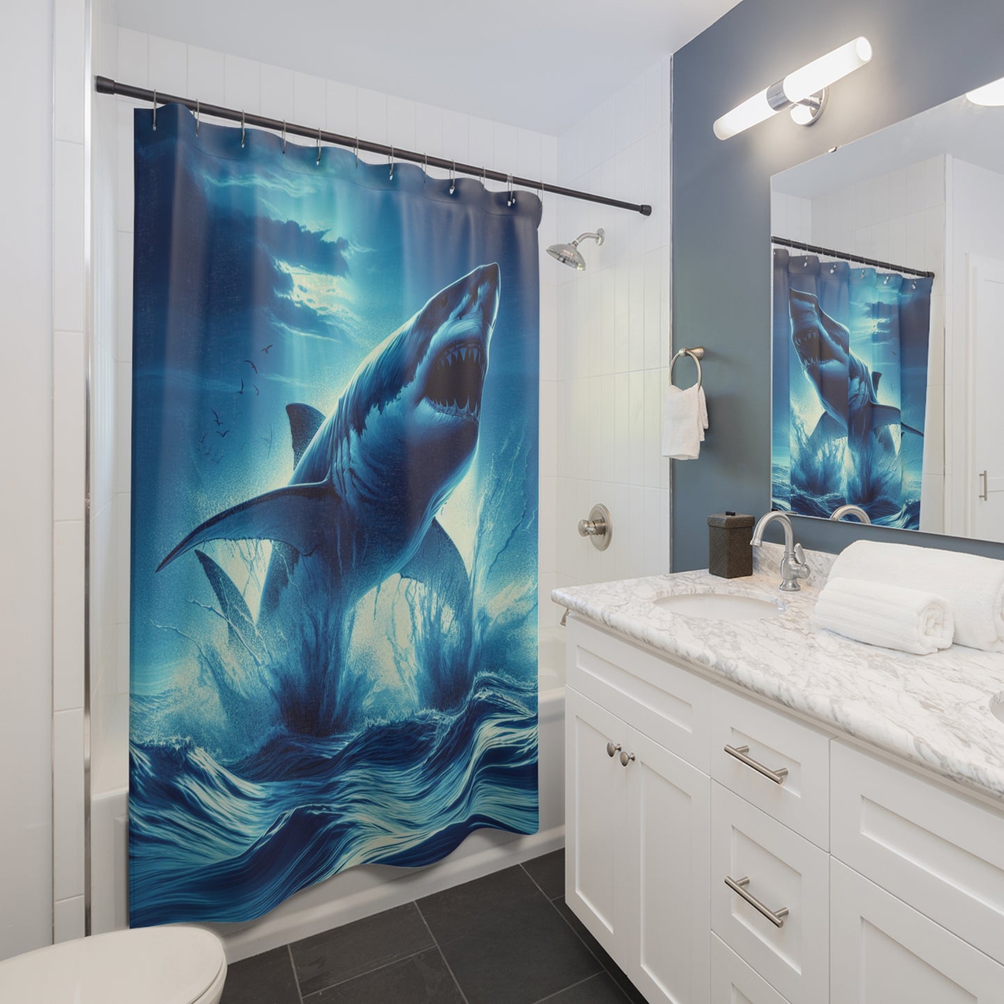 Air Jaws Shark - Shower Curtains