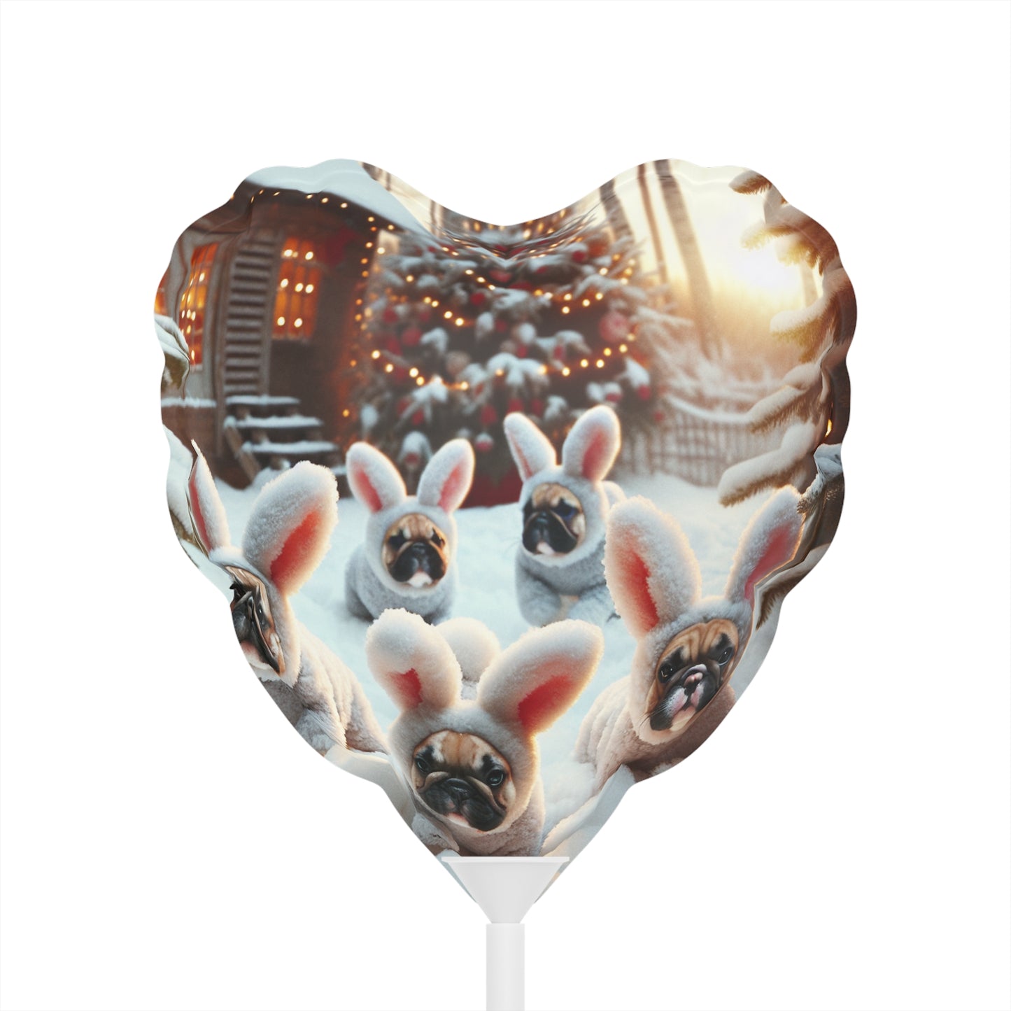 French Bulldog Bunny Rabbit Christmas - Balloons (Round and Heart-shaped), 6"