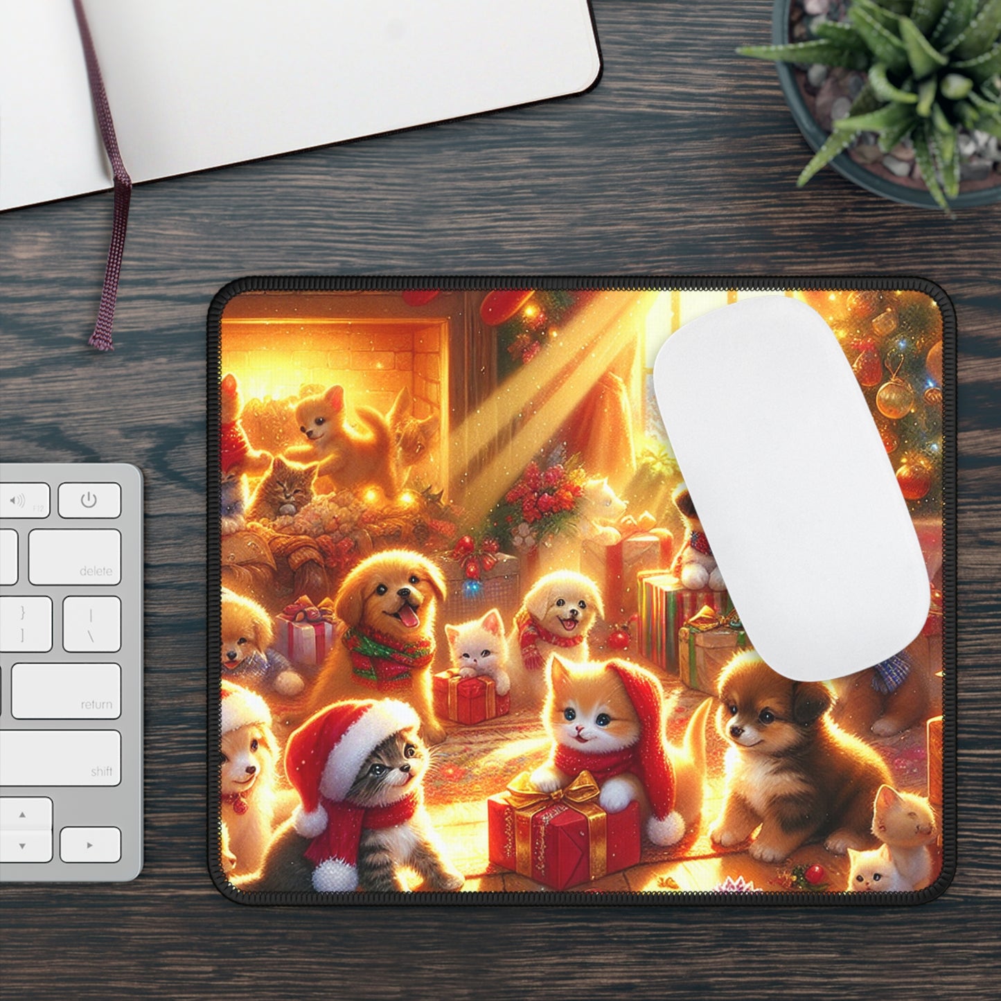 Puppies and Kittens Christmas - Gaming Mouse Pad