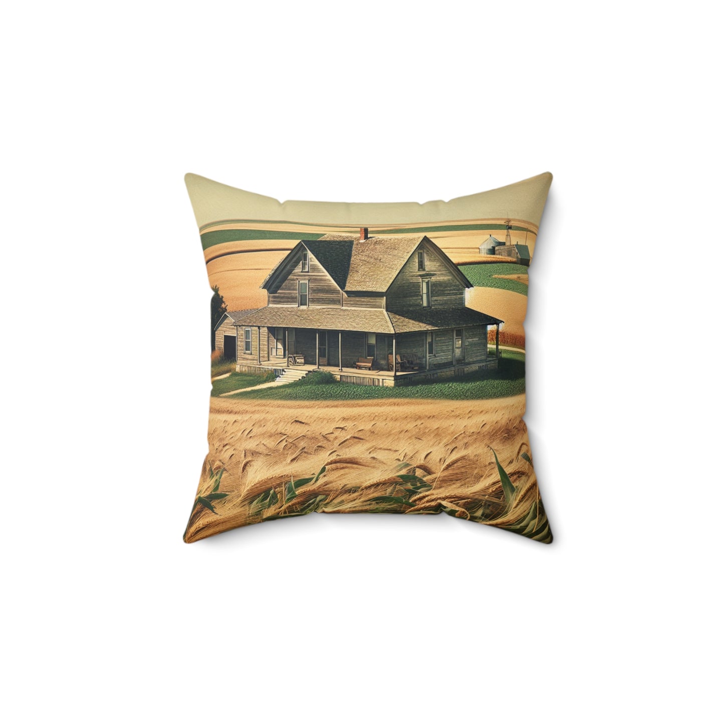 Kansas Farmhouse - Spun Polyester Square Pillow