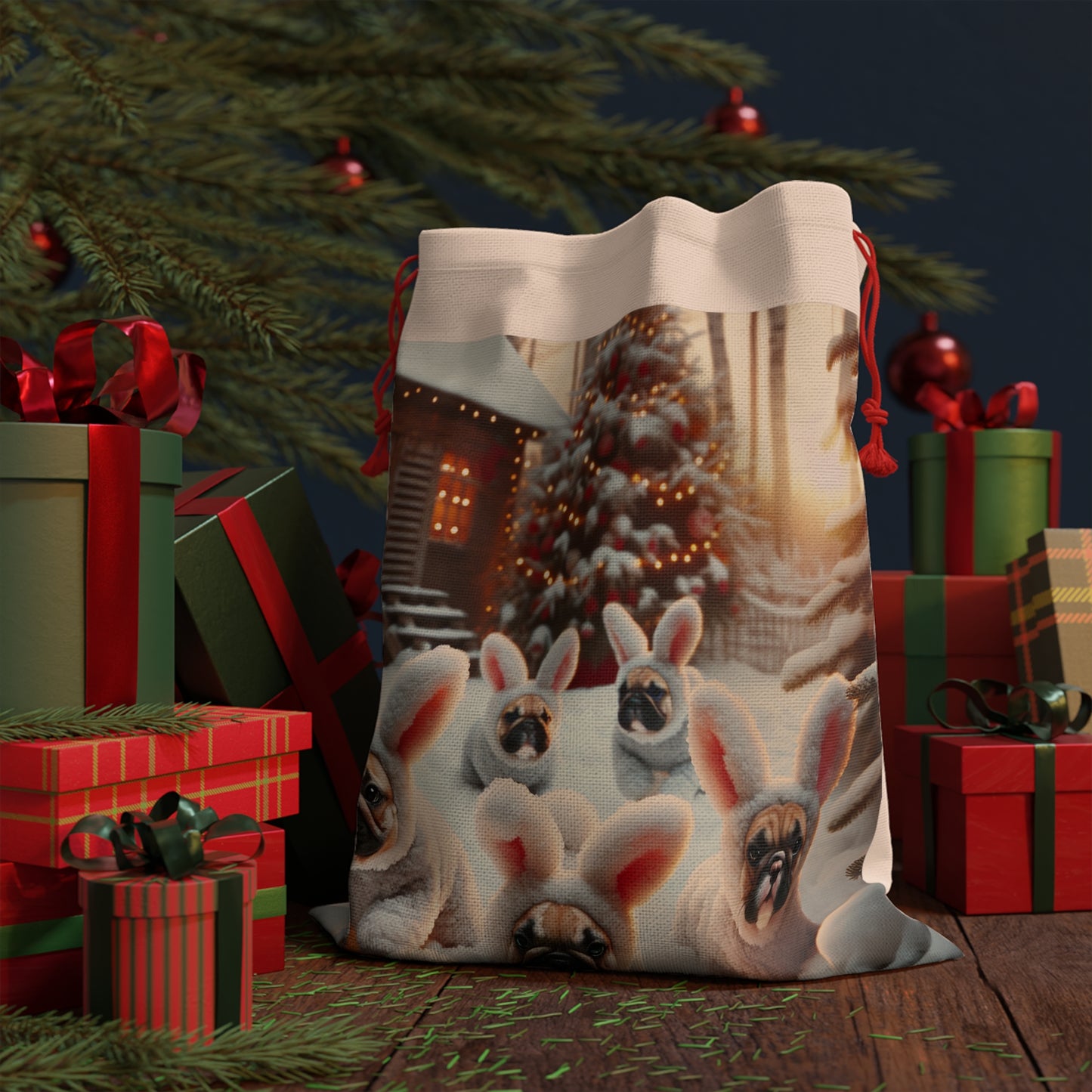 French Bulldog Bunny Rabbit Christmas - Gift Bag
