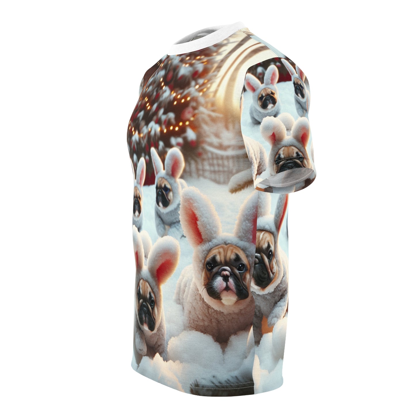 French Bulldog Bunny Rabbit - Unisex Cut & Sew Tee (AOP)