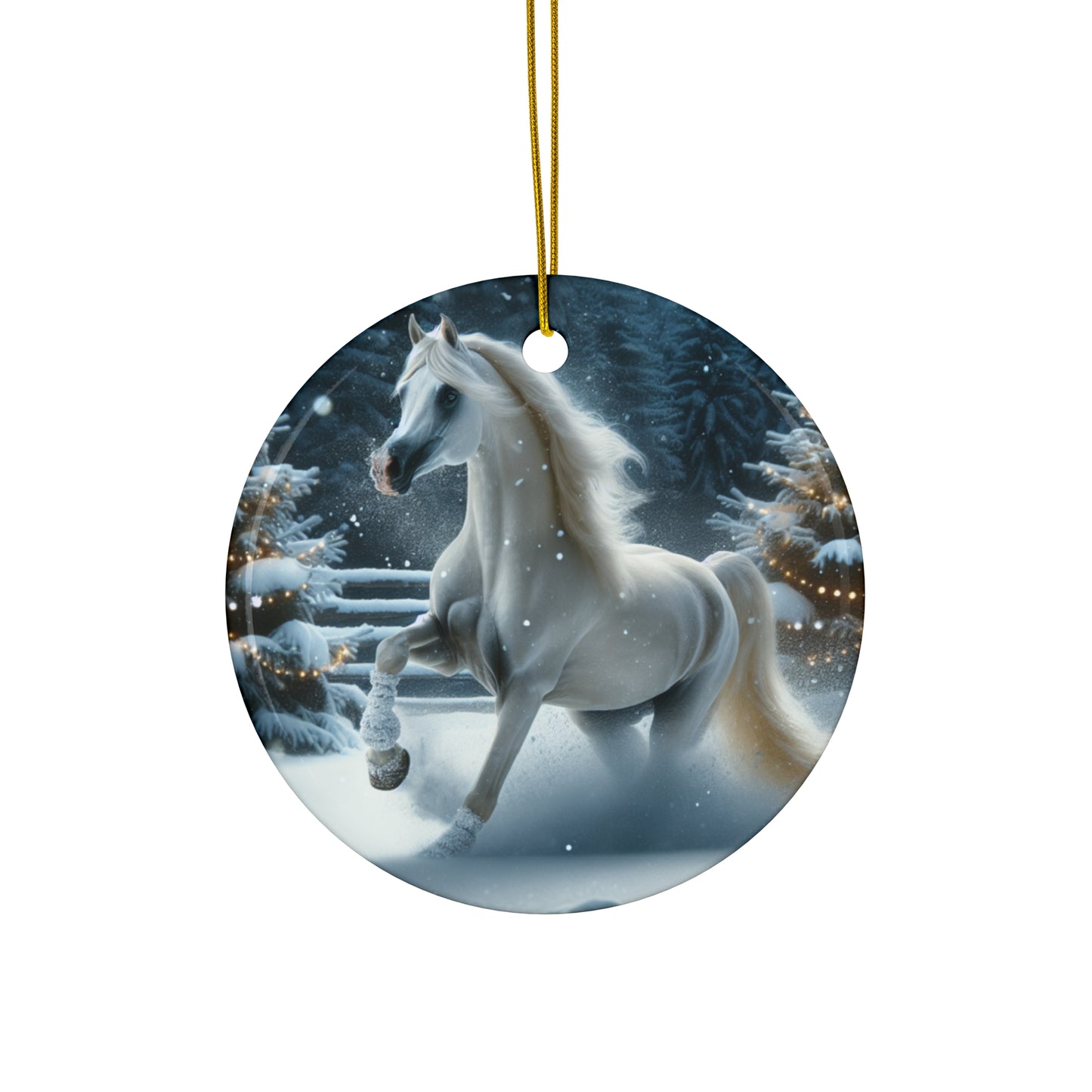 Arabian Horse Christmas - Ceramic Ornament, 4 Shapes