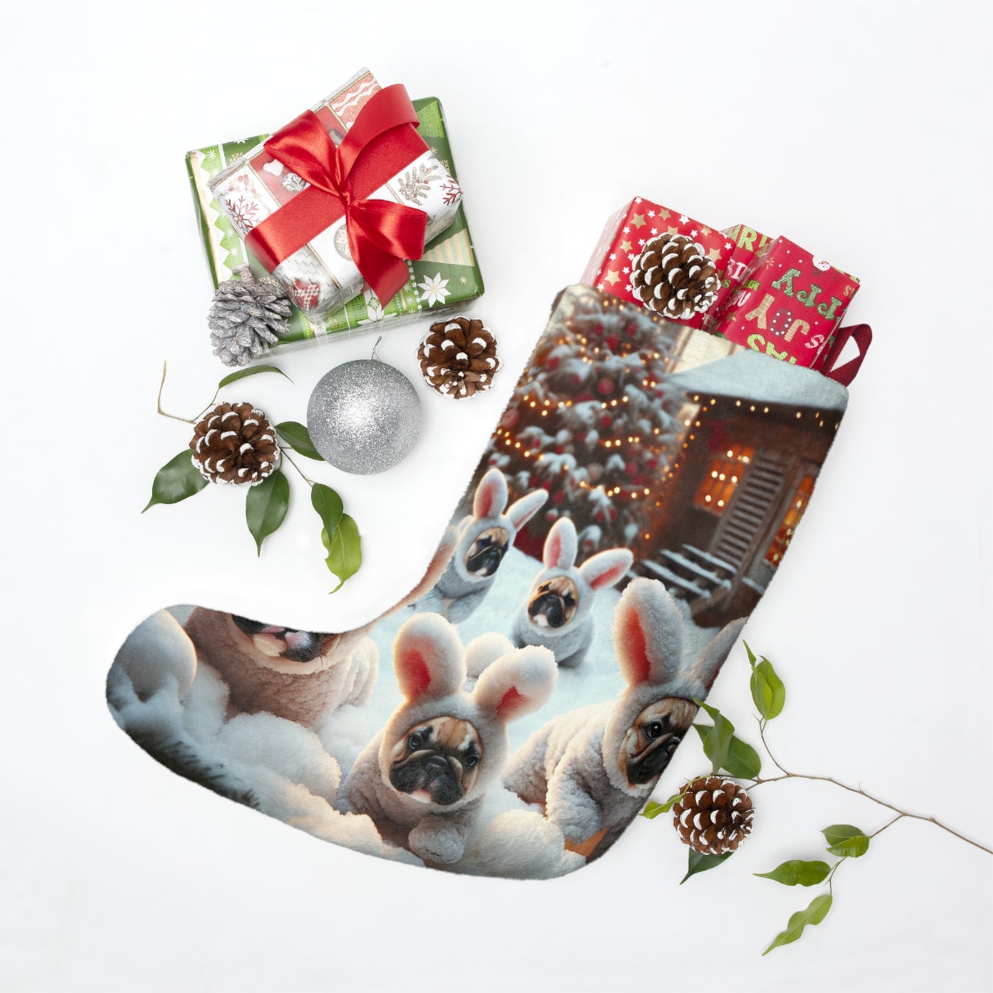 French Bulldog Bunny Rabbit Christmas Stockings