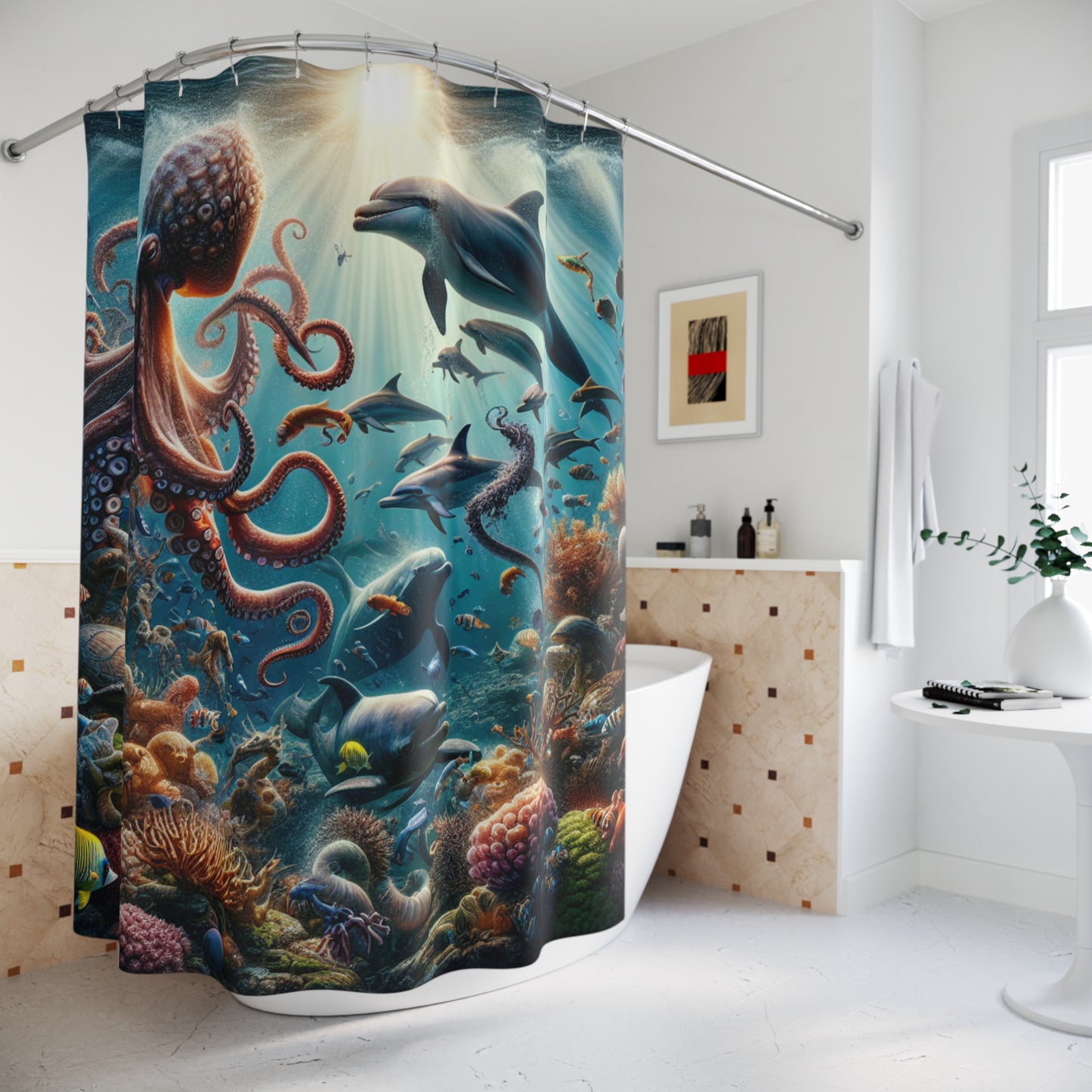 Dolphon/Octopus - Shower Curtains