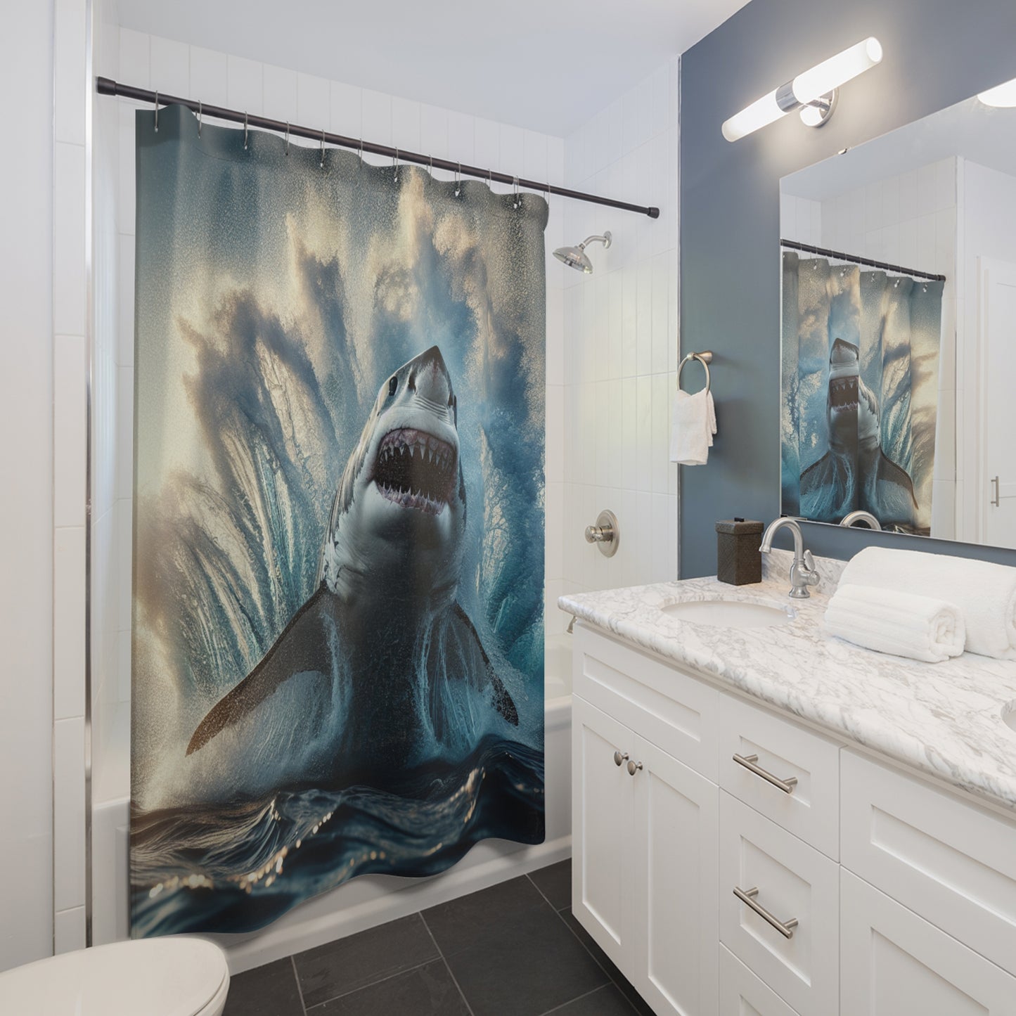Air Jaws Shark 4 - Shower Curtains