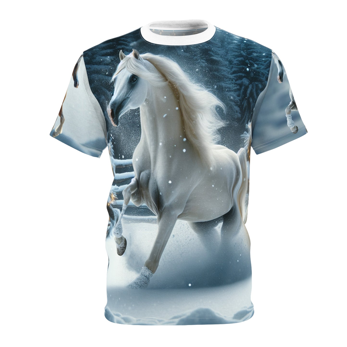 Arabian Horse Winter Scene - Unisex Cut & Sew Tee (AOP)