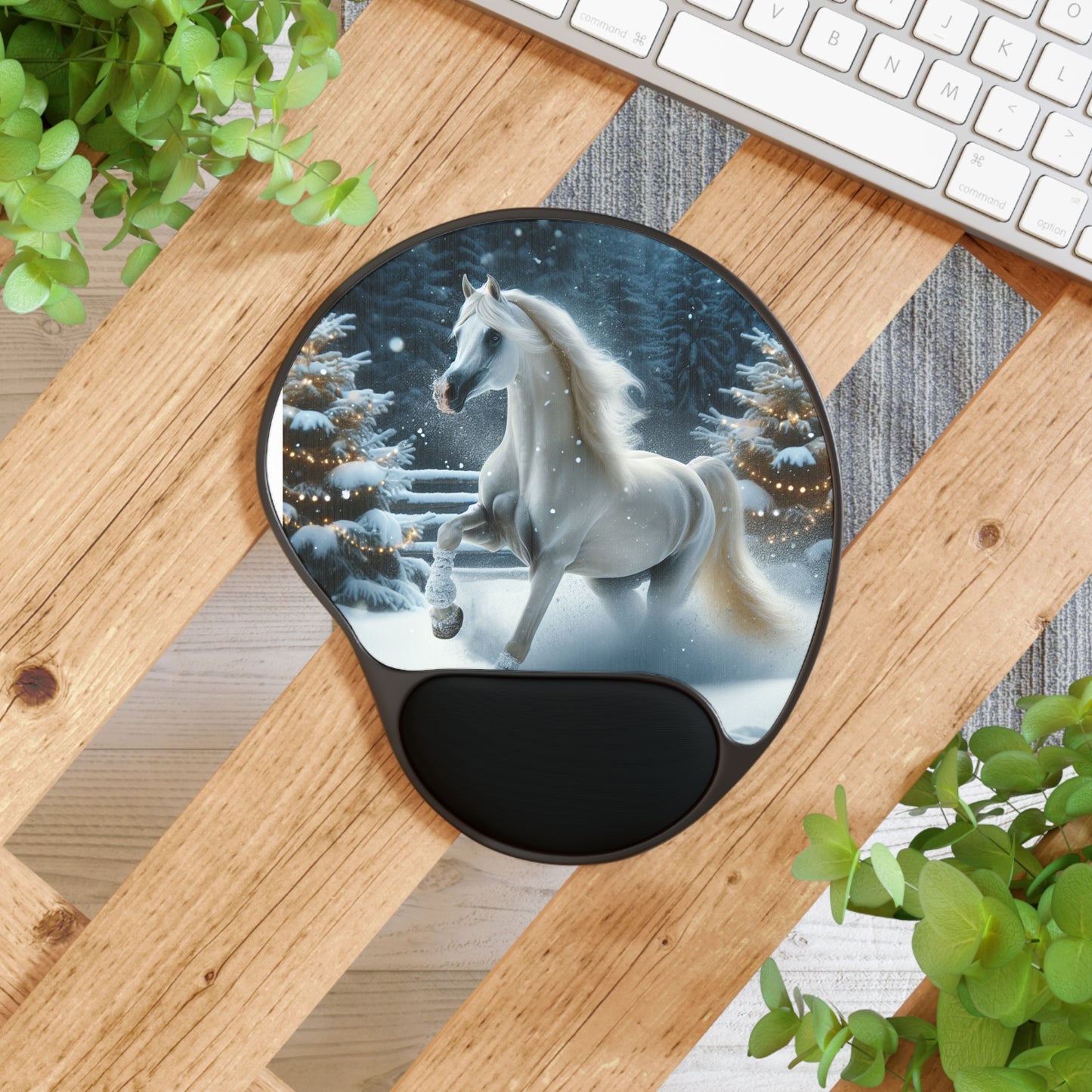 Arabian Horse Christmas - Mouse Pad With Wrist Rest