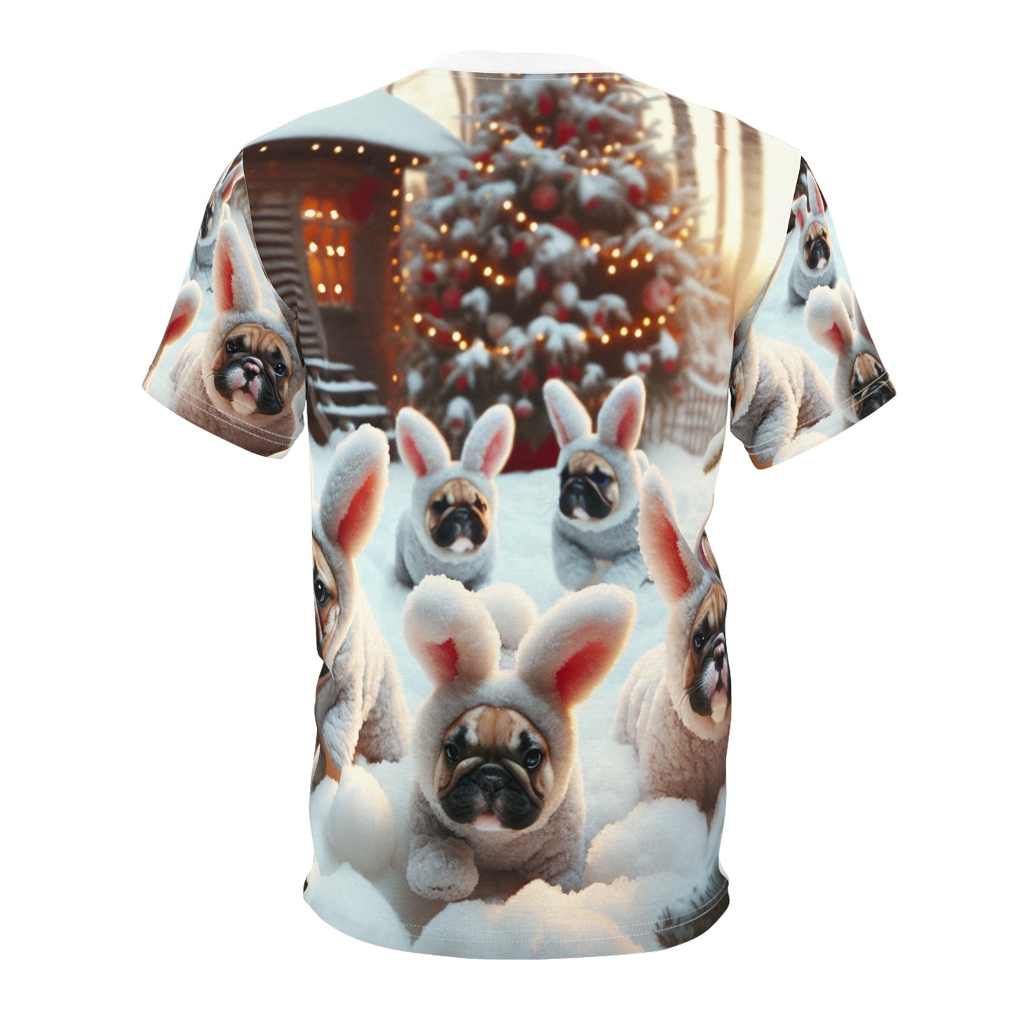 French Bulldog Bunny Rabbit - Unisex Cut & Sew Tee (AOP)