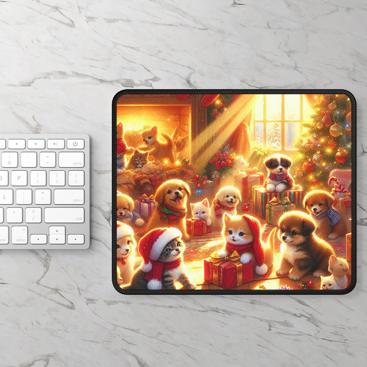 Puppies and Kittens Christmas  - Gaming Mouse Pad