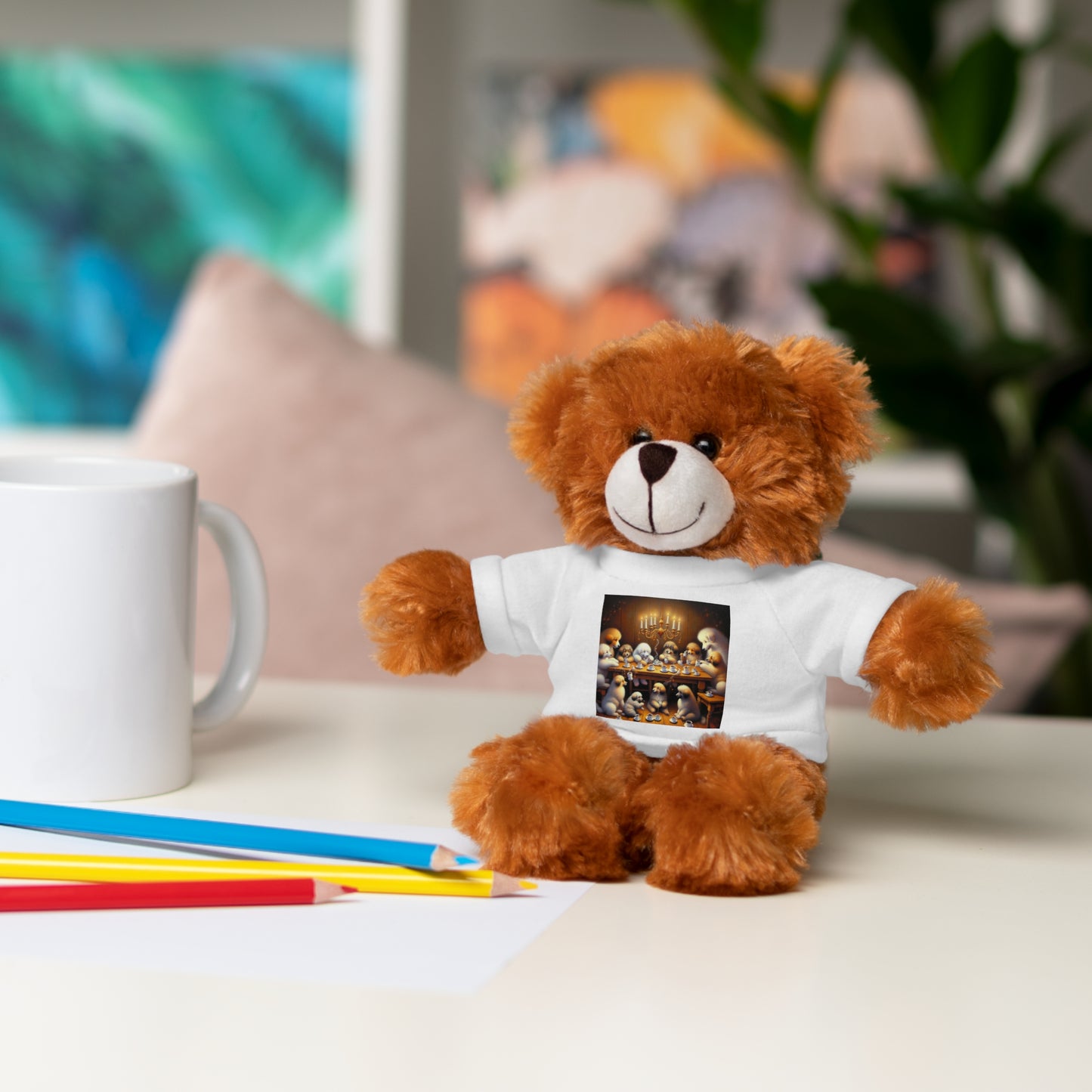 Puppies at Coffee Time - Stuffed Animals with Tee