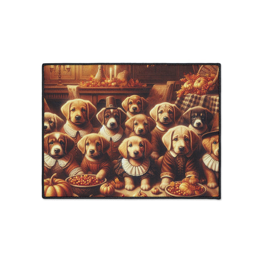 Thanksgiving Day Puppies 5 - Heavy Duty Floor Mat