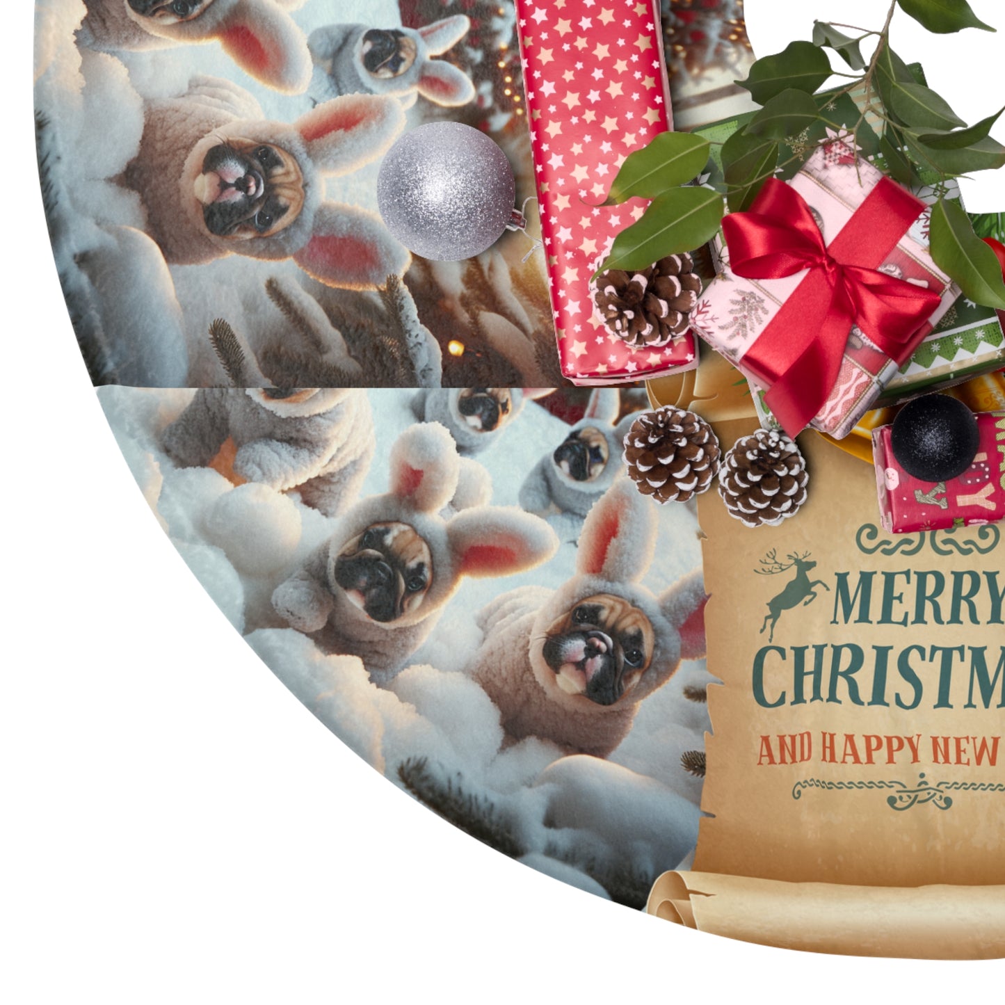 French Bulldog Bunny Rabbit- Christmas Tree Skirts