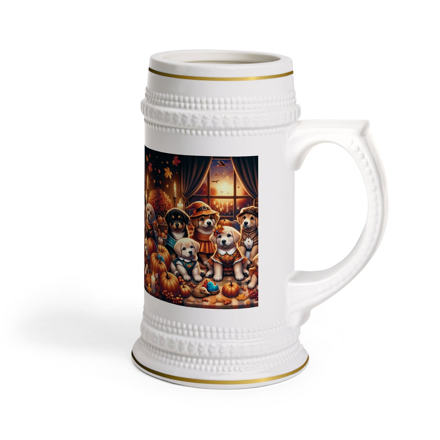 Thanksgiving Day Puppies 4 - Beer Stein Mug