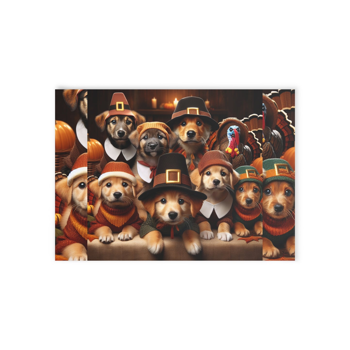 Thanksgiving Puppies - Holiday Cards (Two-sided print)