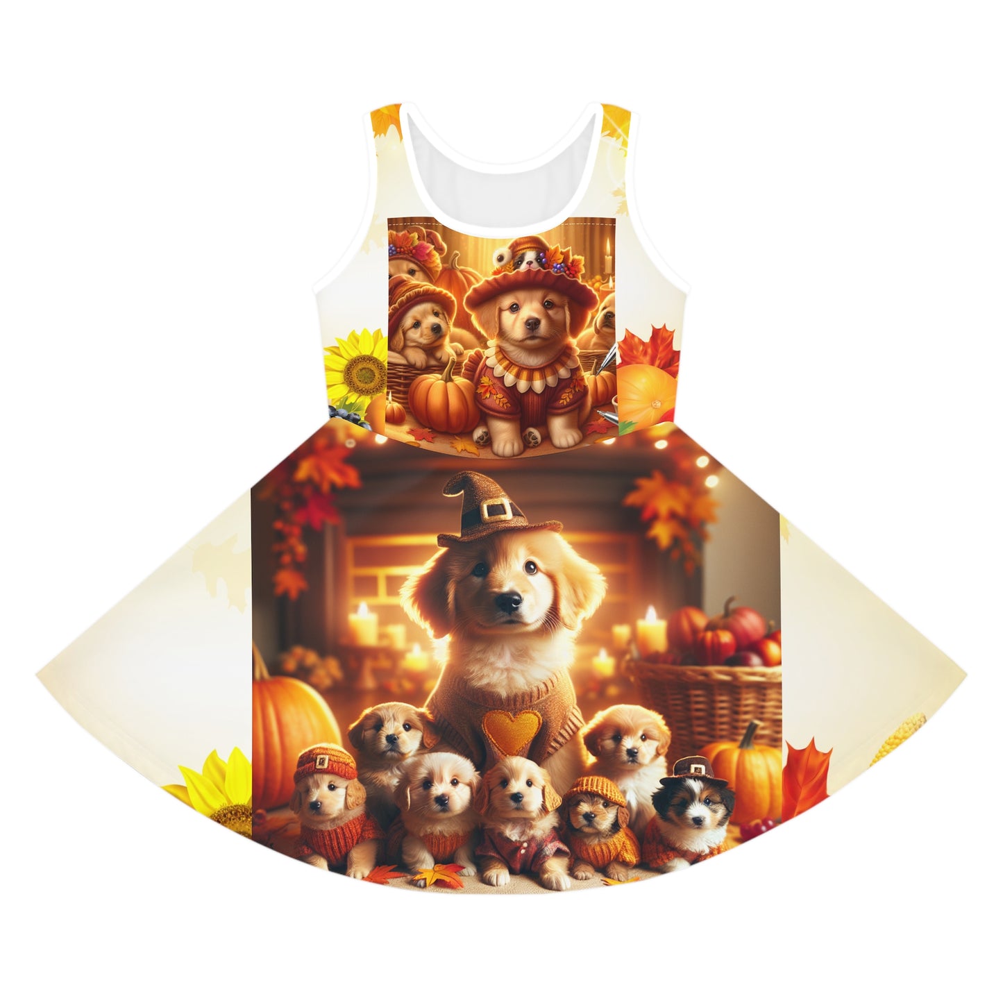 Thanksgiving Day Puppies Girls' Sundress