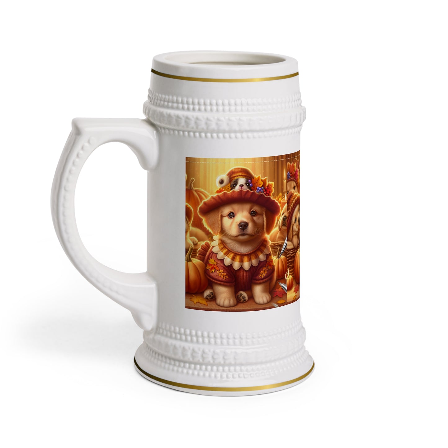 Thanksgiving Day Puppies 3 - Beer Stein Mug