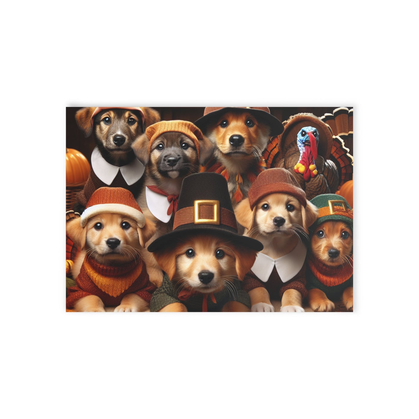 Thanksgiving Puppies - Holiday Cards (Two-sided print)