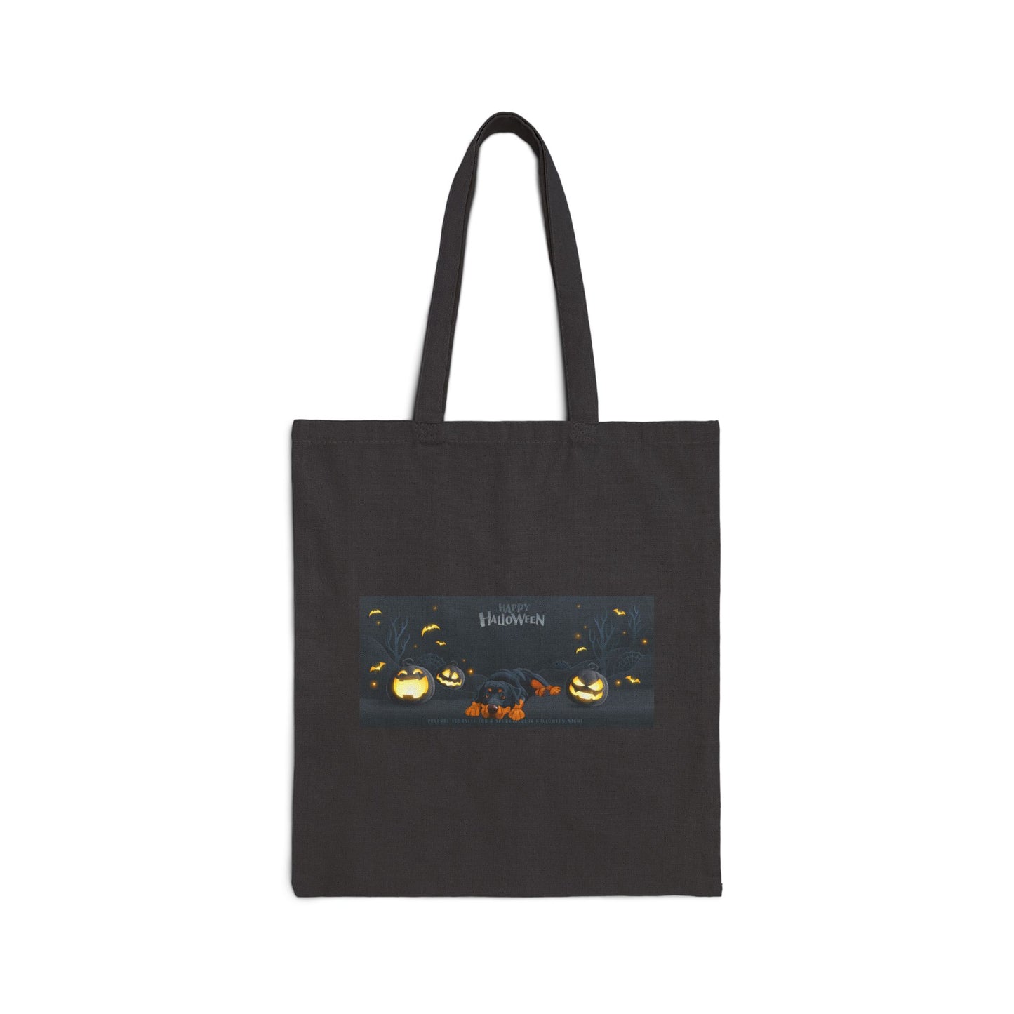 Halloween Rottweiler Trick or Treat Cotton Canvas Tote Bag