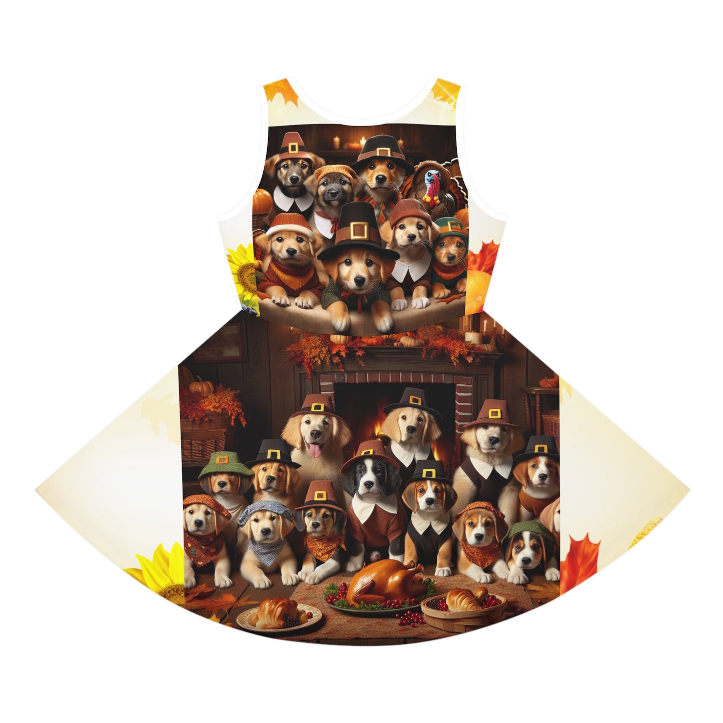 Thanksgiving Day Puppies Girls' Sundress