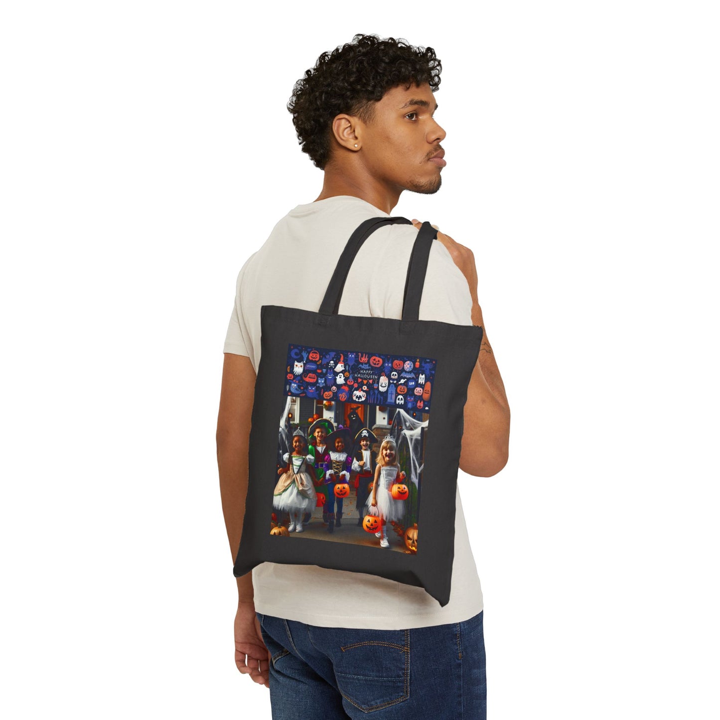 Happy Holloween Kids Trick or Treat Cotton Canvas Tote Bag